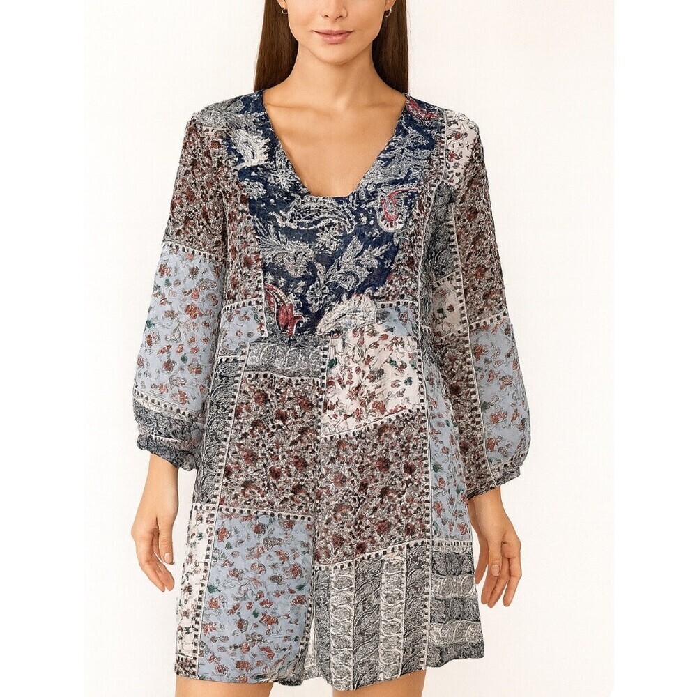 Simply Noelle Flowy Boho Dress with Slip Size S/M (8-10) Blue Swim cover up